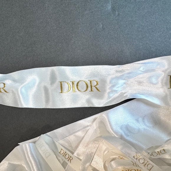 Dior White & Navy Satin Branded Ribbons - Picture 3 of 5